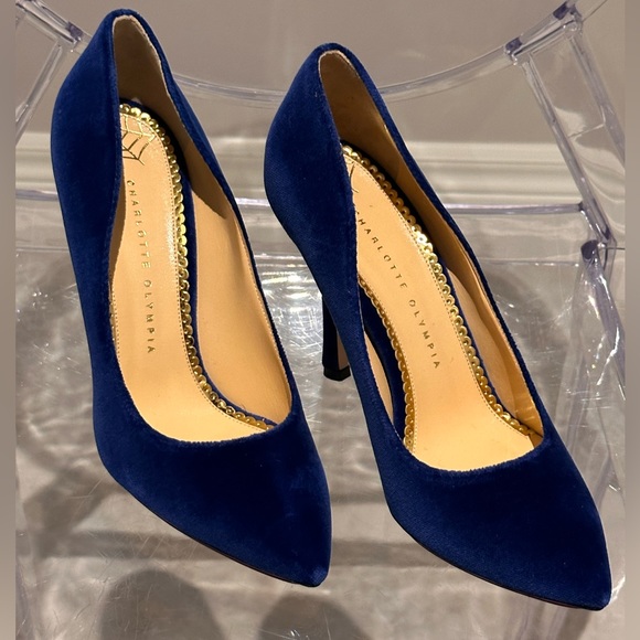 Charlotte Olympia Blue Velvet Pumps - Picture 8 of 12